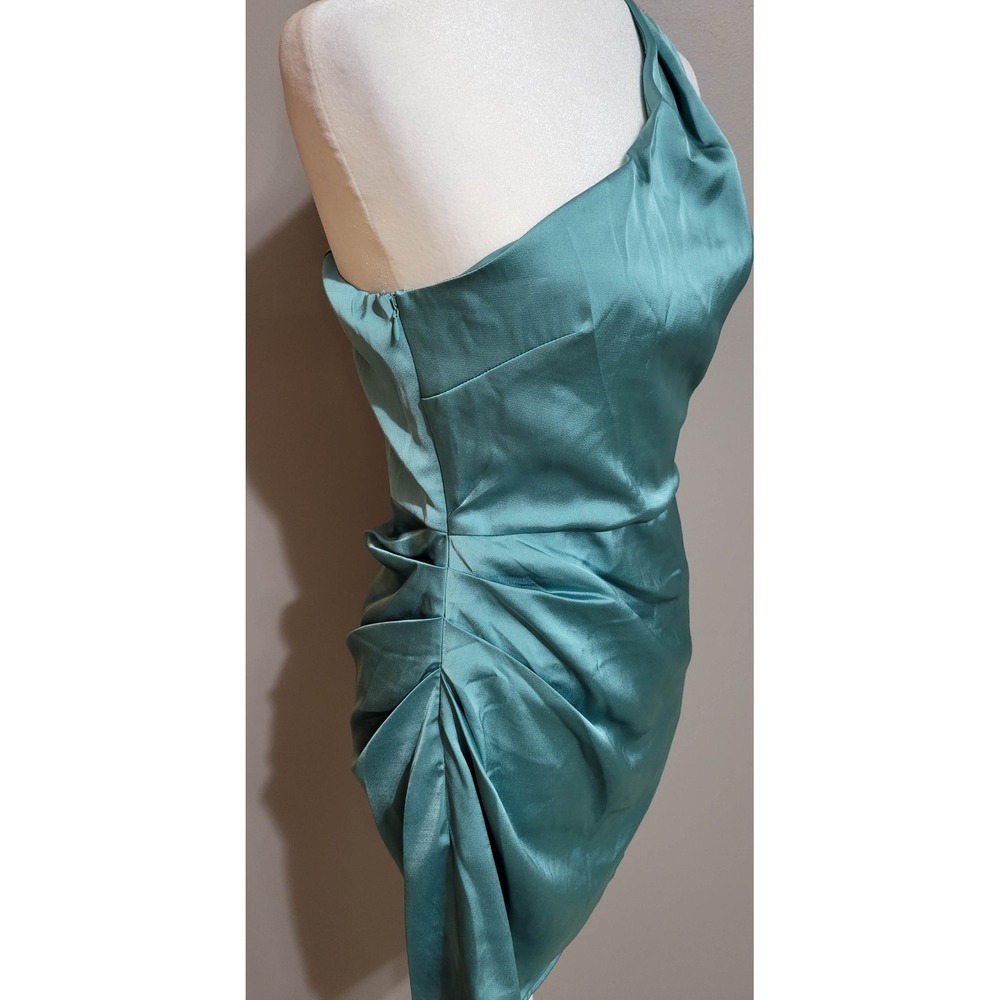 NWT Lulus Sage Green Satin One-Shoulder Mini Dress - Picture 5 of 5